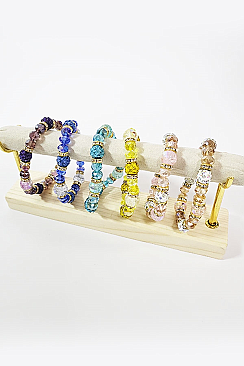 PACK 0F 12 FASHION Shiny Spring Stone Glass Beaded Bracelet