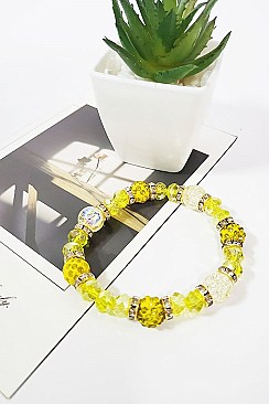 PACK 0F 12 FASHION Shiny Spring Stone Glass Beaded Bracelet