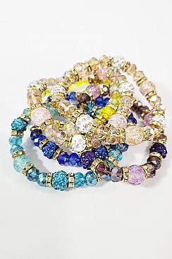 PACK 0F 12 FASHION Shiny Spring Stone Glass Beaded Bracelet