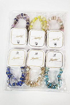 PACK 0F 12 FASHION Shiny Spring Stone Glass Beaded Bracelet