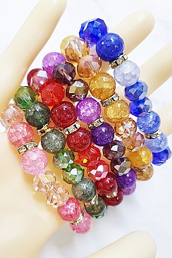 Pack of 12 Mix Bead Stretch Bracelets Set