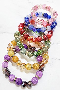 Pack of 12 Mix Bead Stretch Bracelets Set