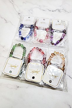 Pack of 12 Mix Bead Stretch Bracelets Set