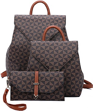 3 in 1 Monogram Dual Back Packs & Clutch Set