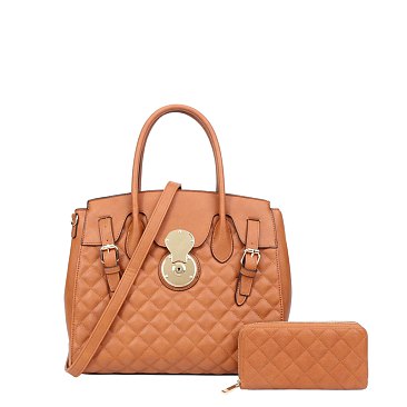 wholesale brown quilted handbags set