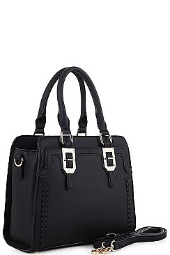 FASHION CHIC SMOOTH PU LEATHER SATCHEL WITH LONG STRAP JYBS-3060