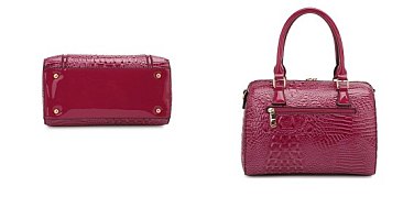 Crocodile Tassled Boston Satchel With Wallet