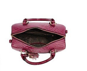 Crocodile Tassled Boston Satchel With Wallet