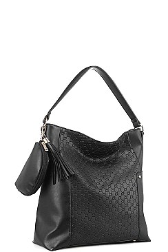 2 IN 1 SMOOTH LEATHER HOBO WITH MINI PURSE SET