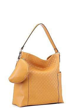 2 IN 1 SMOOTH LEATHER HOBO WITH MINI PURSE SET