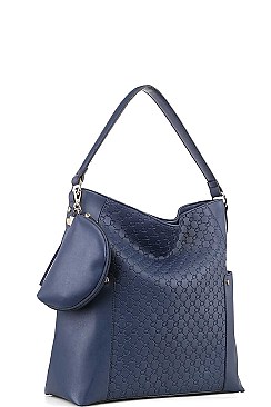 2 IN 1 SMOOTH LEATHER HOBO WITH MINI PURSE SET