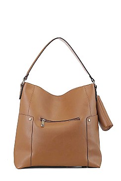 2 IN 1 SMOOTH LEATHER HOBO WITH MINI PURSE SET