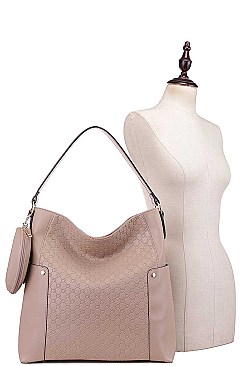2 IN 1 SMOOTH LEATHER HOBO WITH MINI PURSE SET