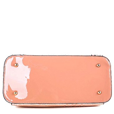 CROCODILE SATCHEL WALLET SET WITH TASSEL