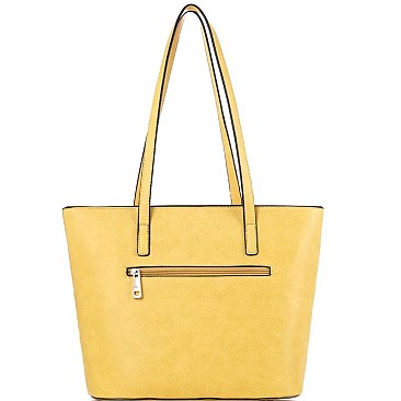 2Tone Mid-Zip Tasseled Tote