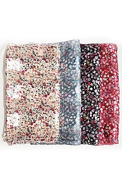 PACK OF (12 PCS) Floral Print Silky Scarves