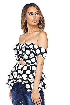 Pack of 6 Pieces Stylish Off Shoulder Top with a Front Side Cut Out BJBT7843P1