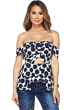 Pack of 6 Pieces Stylish Off Shoulder Top with a Front Side Cut Out BJBT7843P1