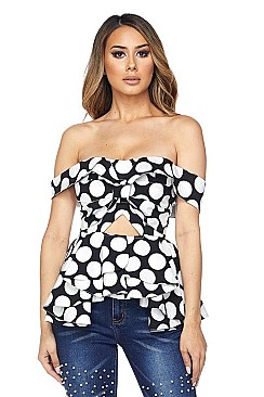 Pack of 6 Pieces Stylish Off Shoulder Top with a Front Side Cut Out BJBT7843P1