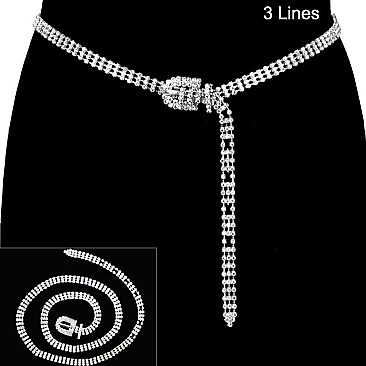 RHINESTONE 3 LINE BELT W/ RHINESTONE BUCKLE SLBTH2016