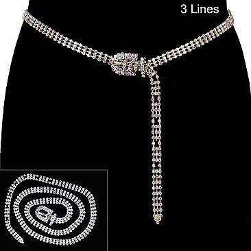 RHINESTONE 3 LINE BELT W/ RHINESTONE BUCKLE SLBTH2016