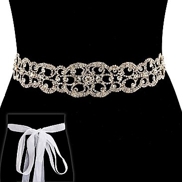 FASHIONABLE RHINESTONE BELT W/ RIBBON BACKING SLBTH2021