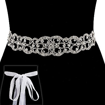 FASHIONABLE RHINESTONE BELT W/ RIBBON BACKING SLBTH2021