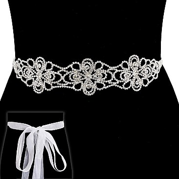 FASHIONABLE RHINESTONE BELT W/ RIBBON BACKING SLBTH2024