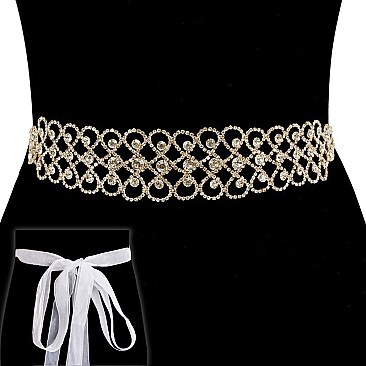 ELEGANT RHINESTONE BELT W/ RIBBON BACKING SLBTH2027