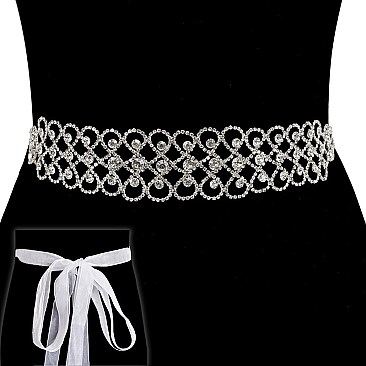 ELEGANT RHINESTONE BELT W/ RIBBON BACKING SLBTH2027
