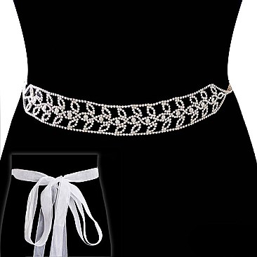 ELEGANT FALL LEAVES JEWELED BRIDAL BELT SLBTH2109