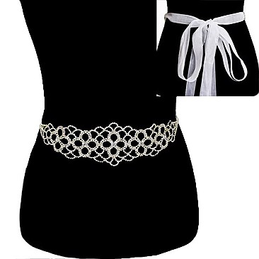 Fashionable Rhinestone Wedding Tie Sash Belt SLBTM1560SCL