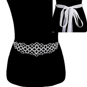 Fashionable Rhinestone Wedding Tie Sash Belt SLBTM1560SCL