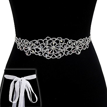 Tie Sash Rhinestone Wedding Belt SLBTM1562