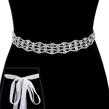 Wedding Rhinestone Tie Sash Belt SLBTM1627