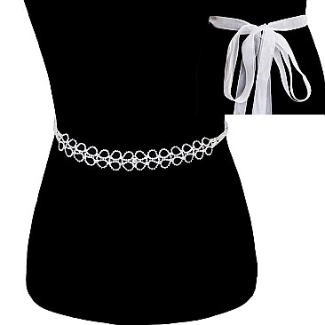 Fashionable Rhinestone Wedding Tie Sash Belt SLBTM1725