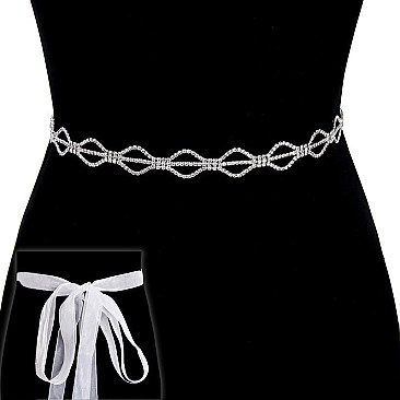 Wedding Rhinestone Tie Sash Belt SLBTM1733