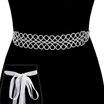 Wedding Rhinestone Tie Sash Belt SLBTM1734