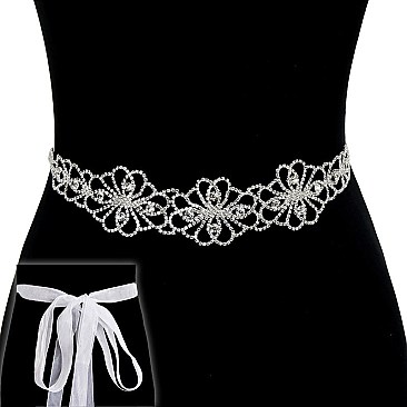 Wedding Tie Sash Rhinestone Belt SLBTM1735