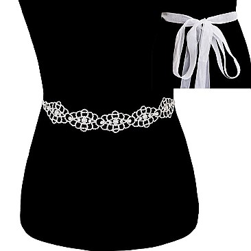 Fashionable Rhinestone Wedding Tie Sash Belt SLBTM1736