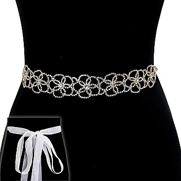 Wedding Tie Sash Rhinestone Belt  SLBTM1737