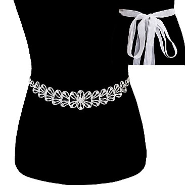 Fashionable Rhinestone Wedding Tie Sash Belt SLBTM1738