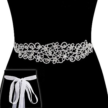 Wedding Rhinestone Tie Sash Belt SLBTM1740