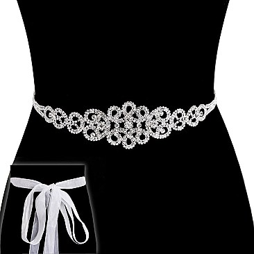 Wedding Rhinestone Tie Sash Belt SLBTM1744