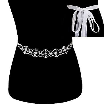 Fashionable Rhinestone Wedding Tie Sash Belt SLBTM1745