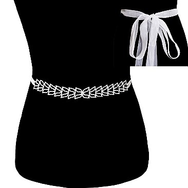 Fashionable Rhinestone Wedding Tie Sash Belt SLBTM1746