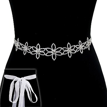 Wedding Tie Sash Rhinestone Belt SLBTM832