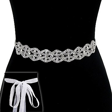 Wedding Tie Sash Rhinestone Belt SLBTM836