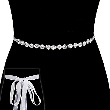 Wedding Rhinestone Tie Sash Belt SLBTM845