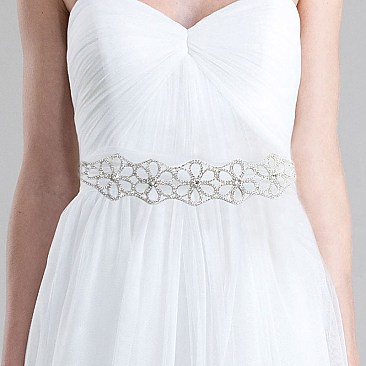 Fashionable Rhinestone Wedding Tie Sash Belt SLBTM853